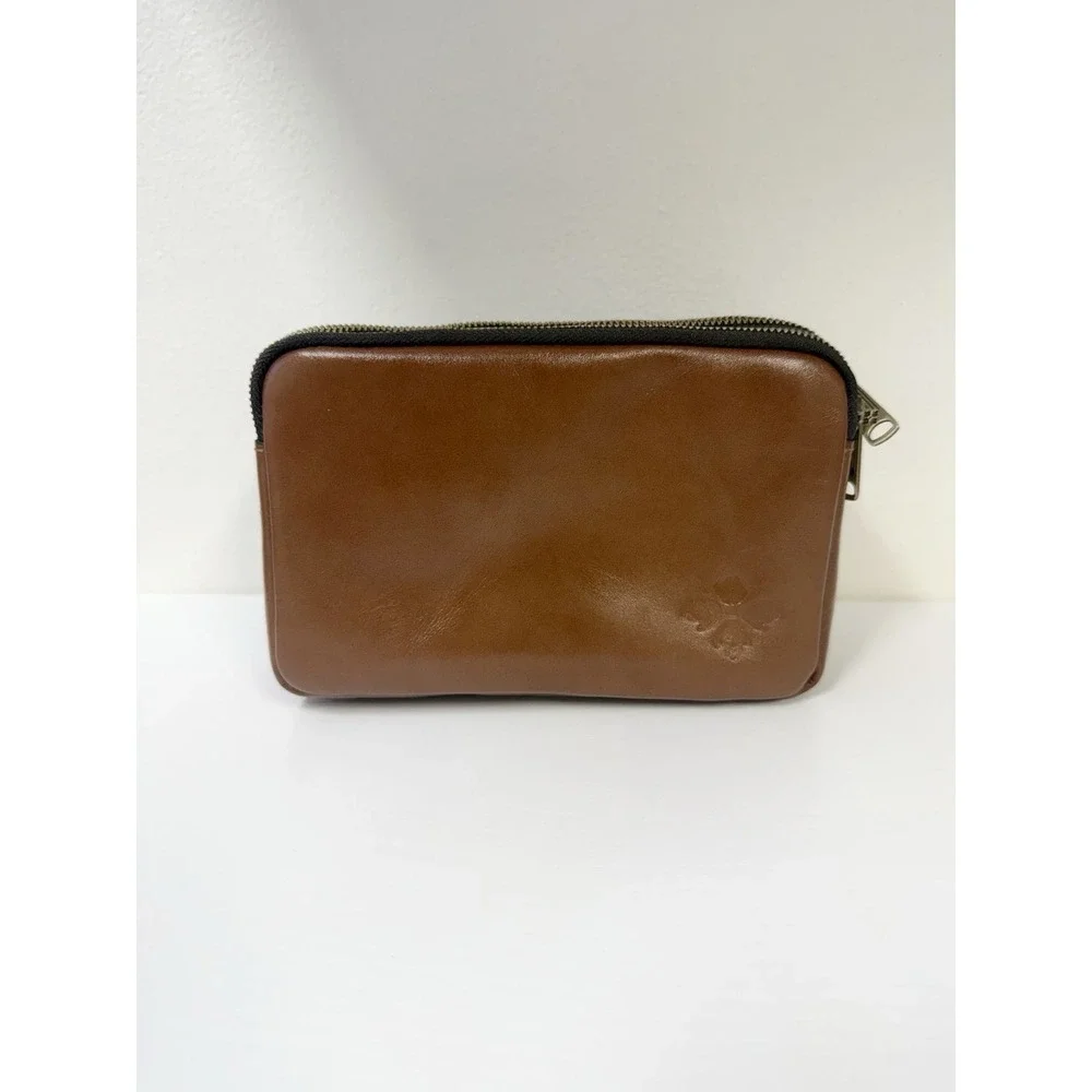 Patricia Nash Viani Leather Wristlet Riot Rust Signature Map